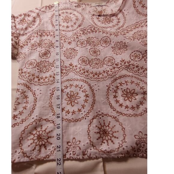 Mostaza Top Junior Girl Casual  Size Medium Color White and Brown - Picture 5 of 6